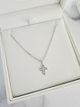 Load image into Gallery viewer, White Opal Small Cross Necklace - theprintedloveco