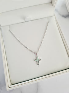 White Opal Small Cross Necklace