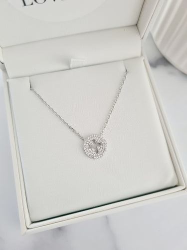 Round Diamante Cross Necklace