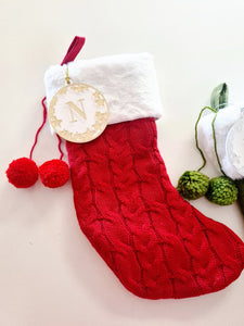 Initial Star Round Bauble Santa Stocking