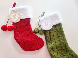 Initial Star Round Bauble Santa Stocking
