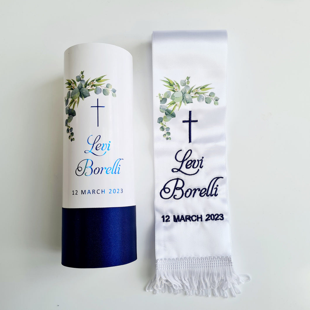 Levi Baptism Candle & Stole Combo