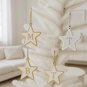 Initial Star Gold & White Bauble Christmas Decoration
