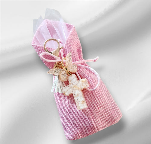 Pink Hessian Bag Bombonniere.
