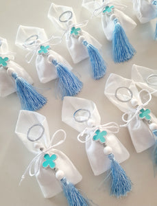 Blue cross keyring Favour/Bonbonniere.