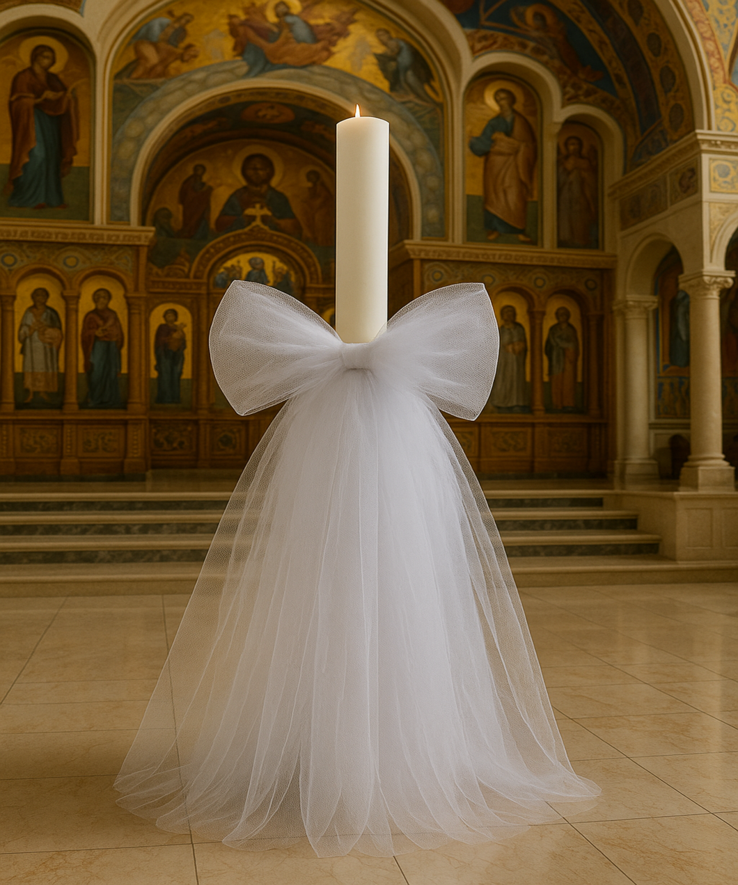 The Tulle Bow Orthodox Candle