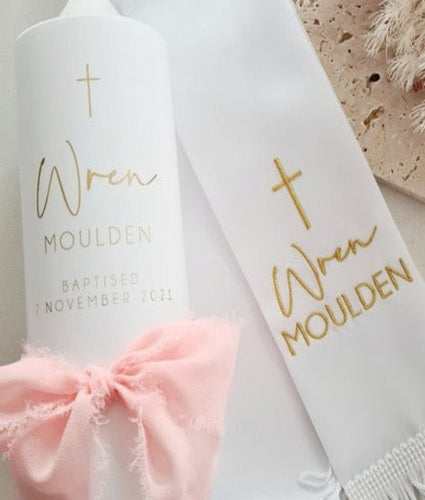 Girls Baptism Candle & Stole Combo - theprintedloveco
