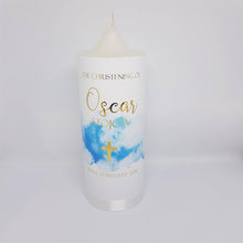 Load image into Gallery viewer, &quot;Oscar&quot; Baptism Christening Candle (Choose your colours)