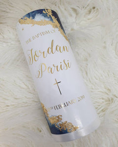 "Jordan" Baptism Christening Candle (Choose your colours)