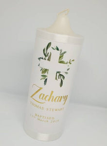 "Zachary" Baptism Christening Candle (Choose your colours)