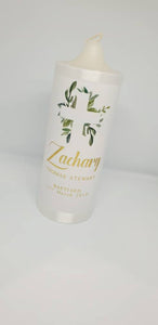 "Zachary" Baptism Christening Candle (Choose your colours)