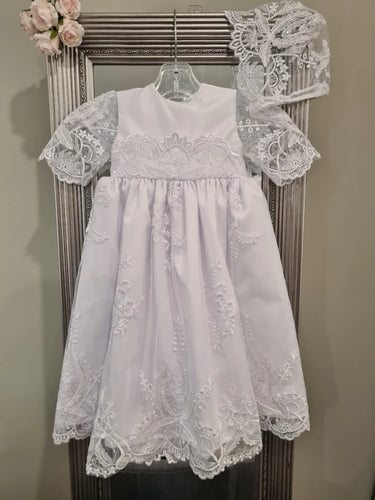 Layla 4 Piece Short Sleeve Girls Christening/Baptism Dress