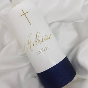 "Adrian" Baptism Christening Candle (Choose your colours)