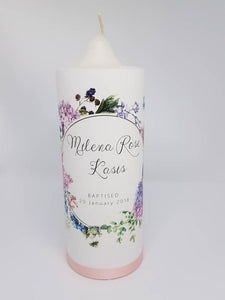 "Milena" Baptism Christening Candle (Choose your colours)