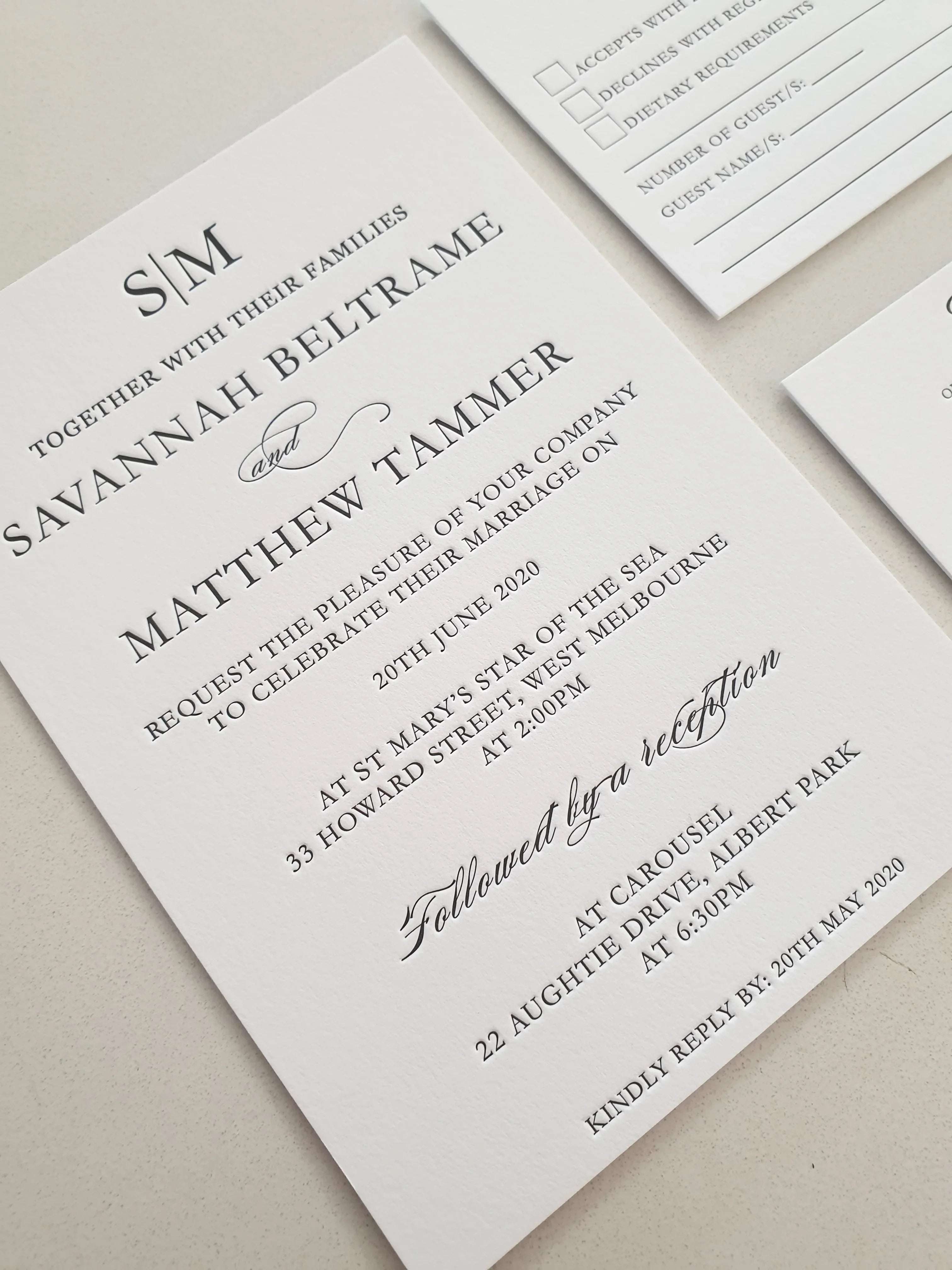 Savannah & Matthew Invitation - Letterpress