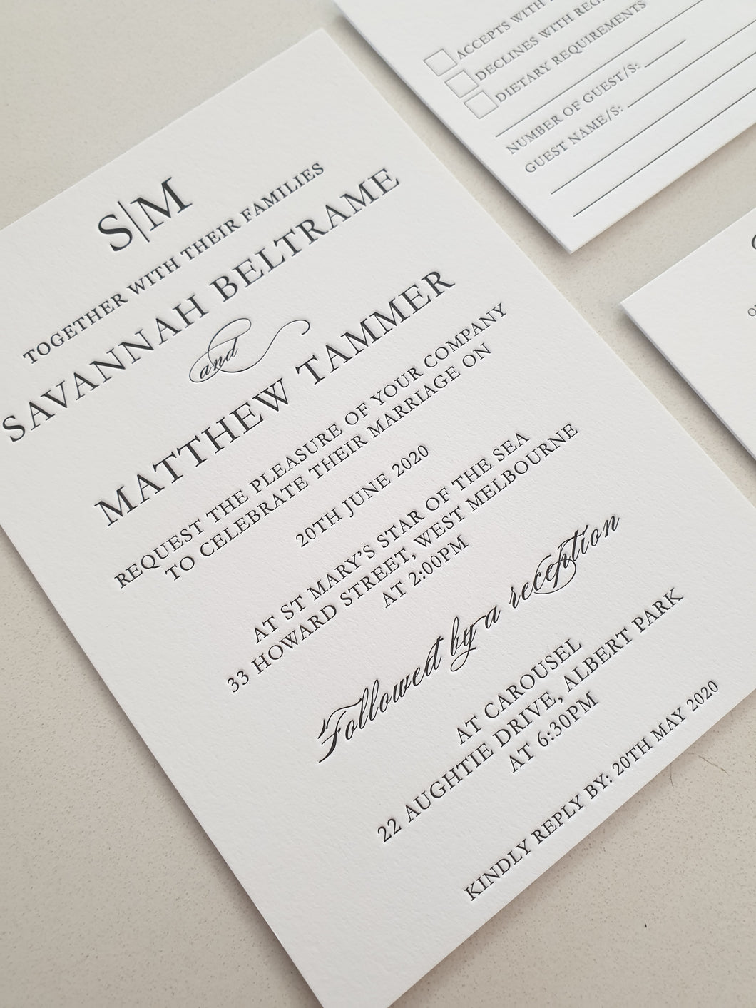 Savannah & Matthew Invitation - Letterpress