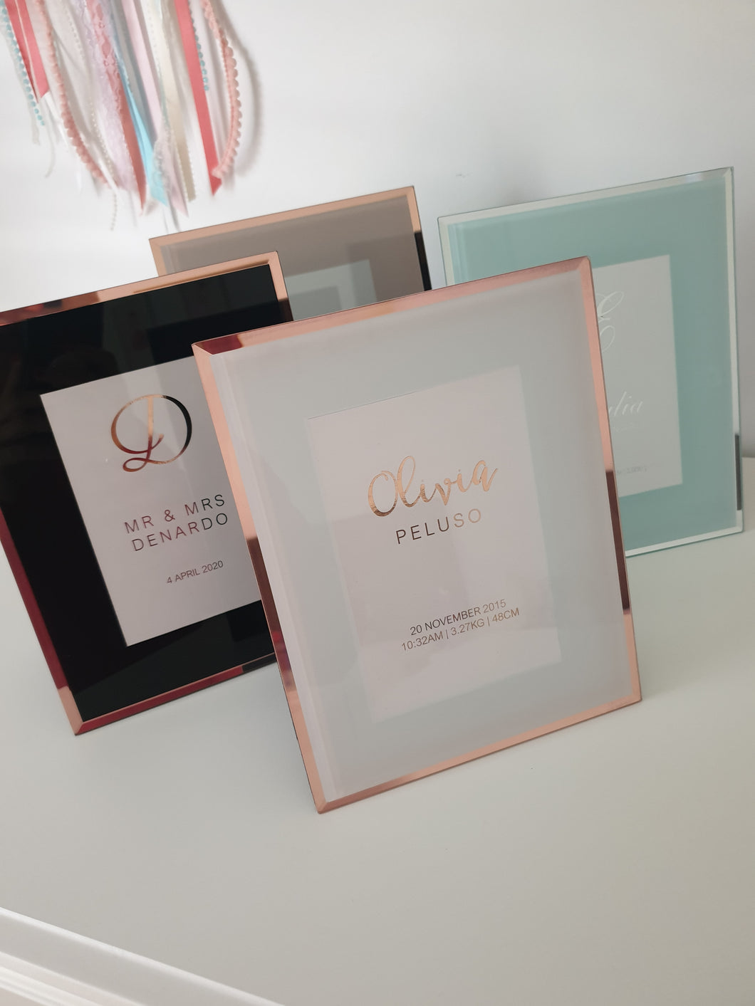Olivia Glass Picture Frame  - 4 Colours available