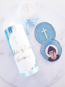 "John" Baptism Christening Candle (Choose your colours)