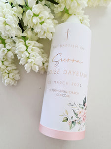 "Sierra" Baptism Christening Candle (Choose your colours)
