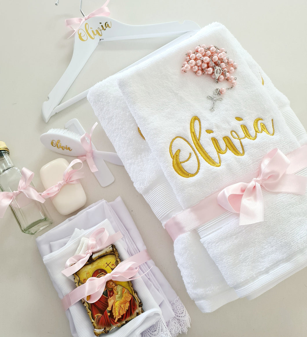 Contents only -  Orthodox Personalised Standard Christening Package (Choose your colours)