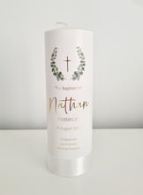 Load image into Gallery viewer, &quot;Nathan 2&quot; Baptism Christening Candle (Choose your colours)