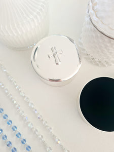 Silver Cross Trinket Round Box - theprintedloveco