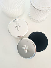 Load image into Gallery viewer, Silver Cross Trinket Round Box