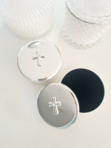 Silver Cross Trinket Round Box - theprintedloveco
