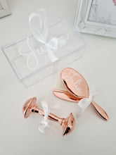 Load image into Gallery viewer, Rose Gold Plated Child Brush &amp; Comb Set