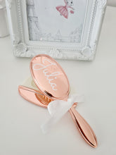 Load image into Gallery viewer, Rose Gold Plated Child Brush &amp; Comb Set