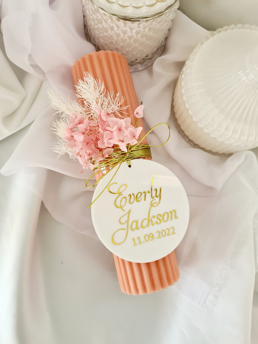 Everly Baptism Christening Candle (Choose your colours)