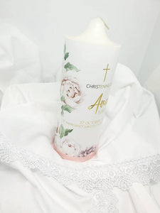"Ava" Baptism Christening Candle (Choose your colours)