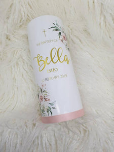 "Chloe" Baptism Christening Candle (Choose your colours)