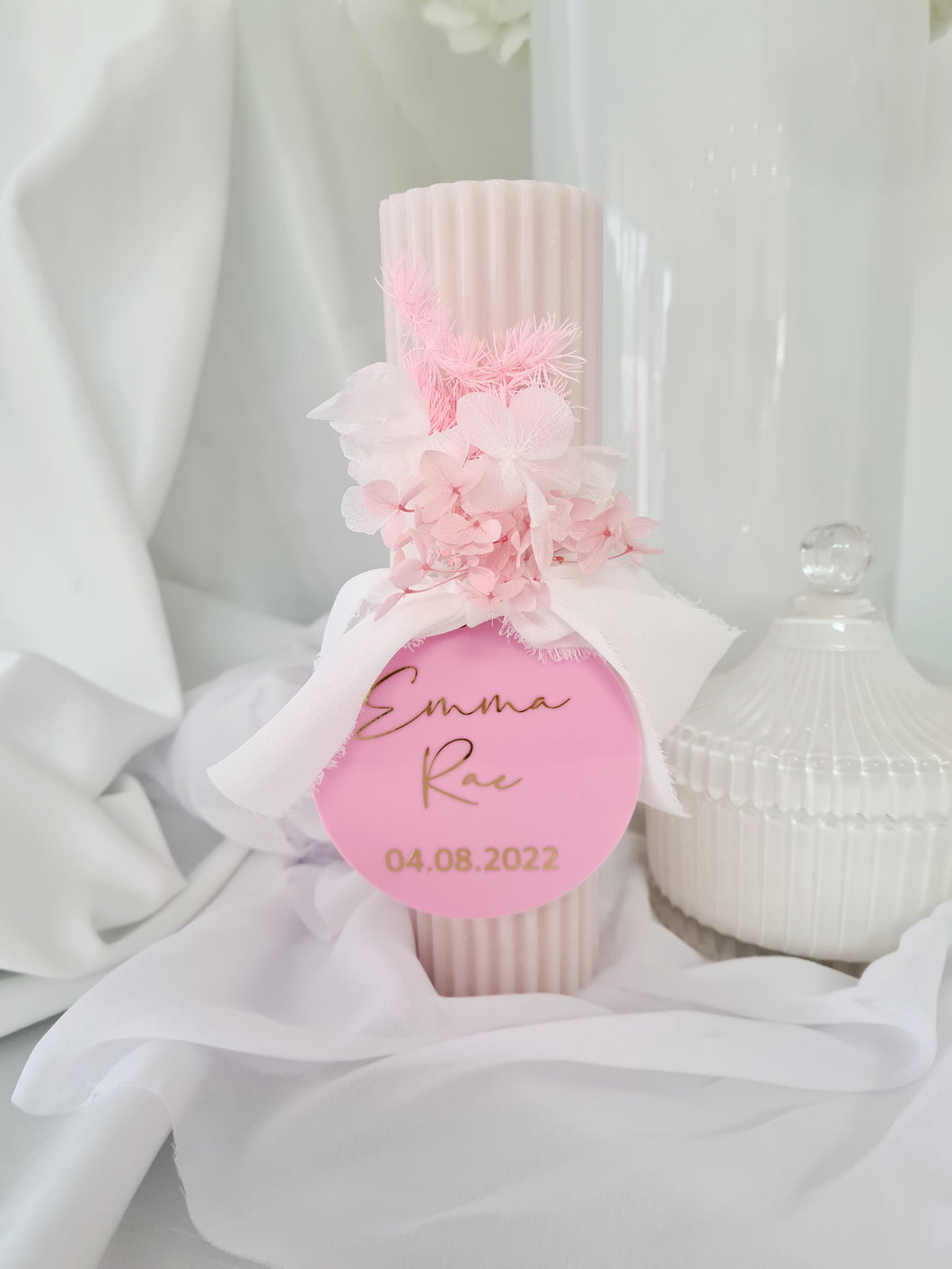 Emma Baptism Christening Candle (Choose your colours)
