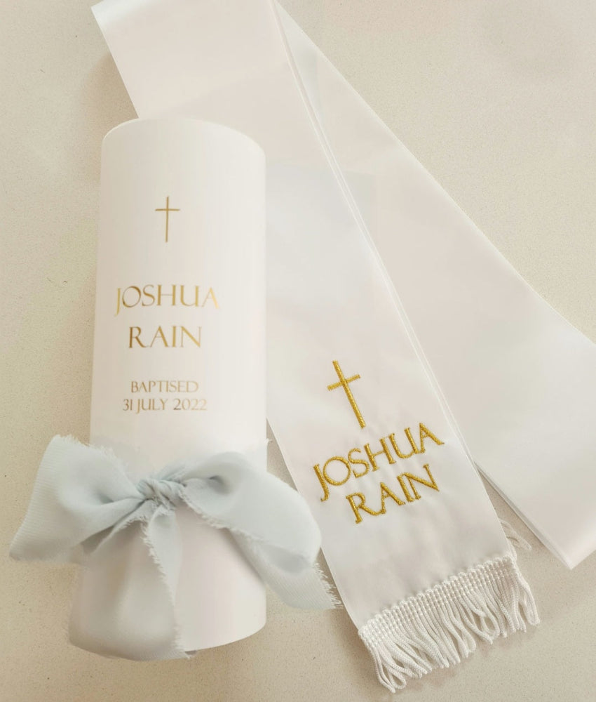Boys Baptism Candle & Stole Combo theprintedloveco