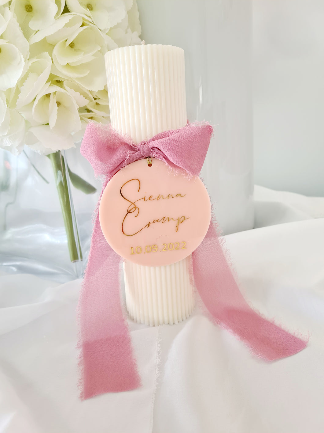 Sienna Ripple Baptism Christening Candle (Choose your colours)