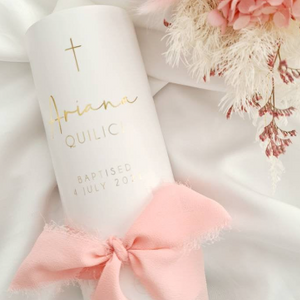 "Ariana Q" Baptism Christening Candle (Choose your colours)