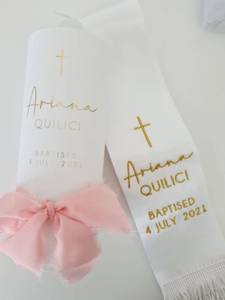 "Ariana Q" Baptism Christening Candle (Choose your colours)