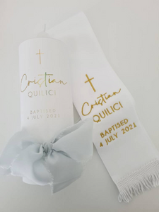 "Cristian" Baptism Christening Candle (Choose your colours)